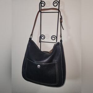 Coach Chelsea Hobo Black Brown Pebble Leather Shoulder Purse Satchel Vintage